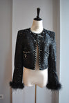 BLACK FAUX FUR WITH SIDE POCKETS