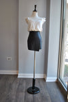 CLEARANCE - BLACK FAUX LEATHER SKORT