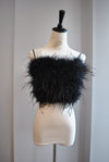 BLACK CRYSTAL TOP WITH FEATHERS