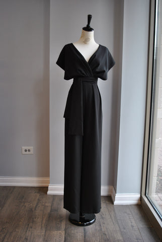 BLACK JUMPSUIT WITH THE STATEMENT SLEEVES
