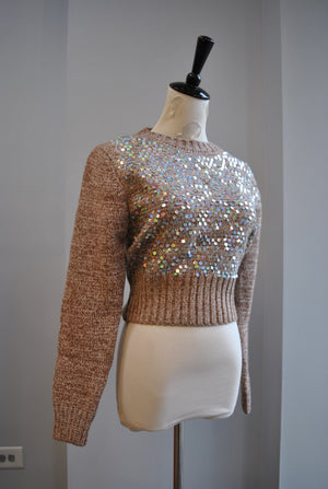 TAUPE SWEATER WITH SEQUINS
