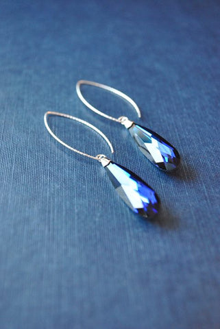 BLUE LACE AGATE WITH DRUZY RAW LONG STATEMENT EARRINGS