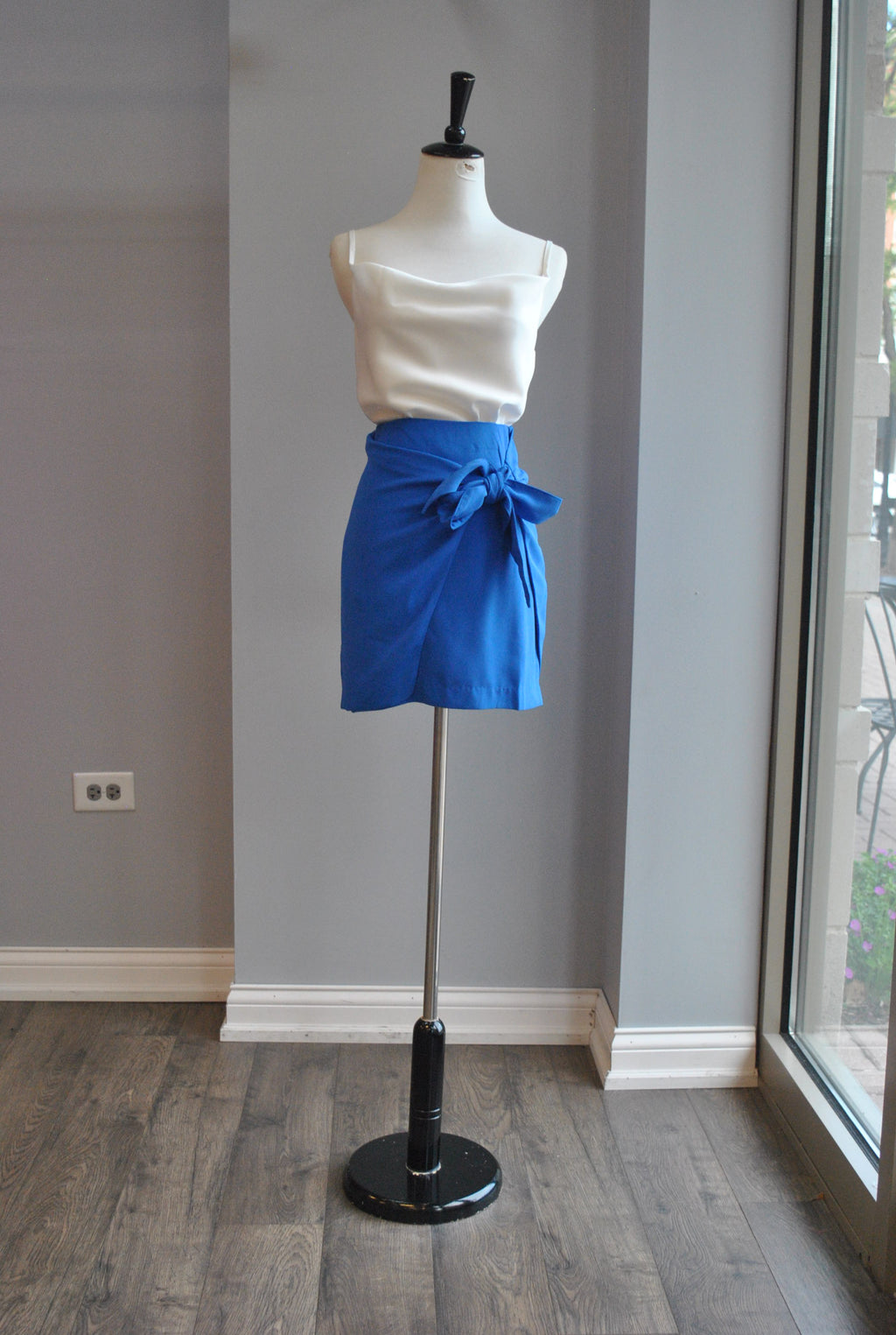 COBALT BLUE MINI SKIRT WITH SIDE TIE