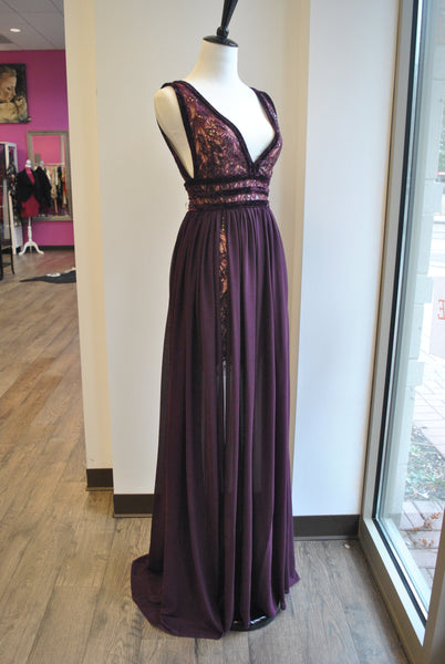 PLUM COLOR LONG DRESS WITH – Le Obsession Boutique