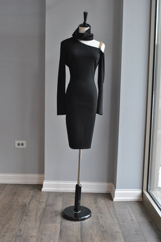 BLACK 2 PIECES DRESS WITH CRYSTAL TOP