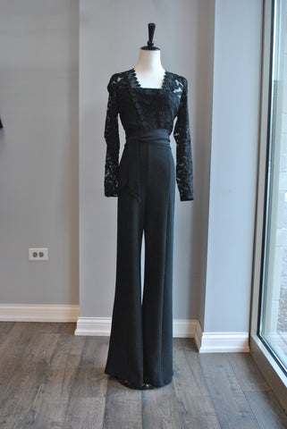 BLACK JUMPSUIT WITH LACE A A CROPPED JACKET
