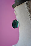 EMERALD GREEN ONYX AND 14KT GOLD ON SILVER STATEMENT EARRINGS