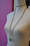 GOLD LONG NECKLACE WITH CRYSTALS CHARMS