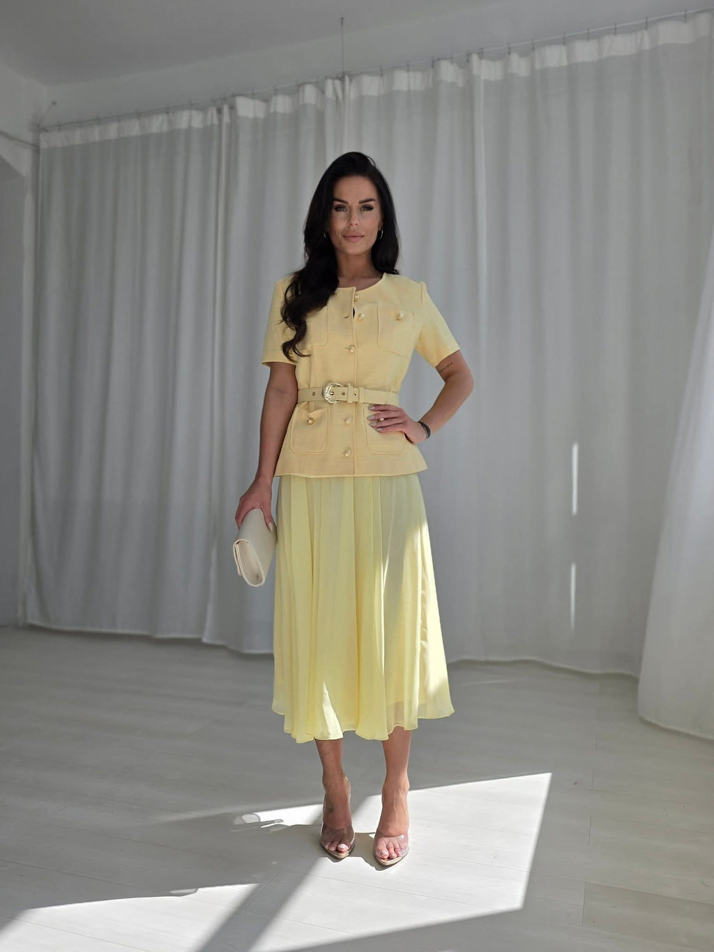 YELLOW SUMMER SET WITH MIDI SKIRT