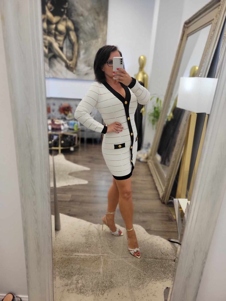 black and white dress with gold buttons BANDAGE Jean Paul Gaultier Black %0D%0AColor%20may%20vary%20due%20to%20lighting%20on%20images mfgstyle_BEBE2049 Select Jacket Size:EU56/US46/XXXL
