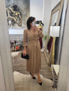 CARAMEL MIDI PLEATED DRESS WITH JACKET TOP