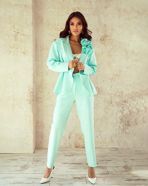 SPRING MINT SUIT WITH FLOWERS