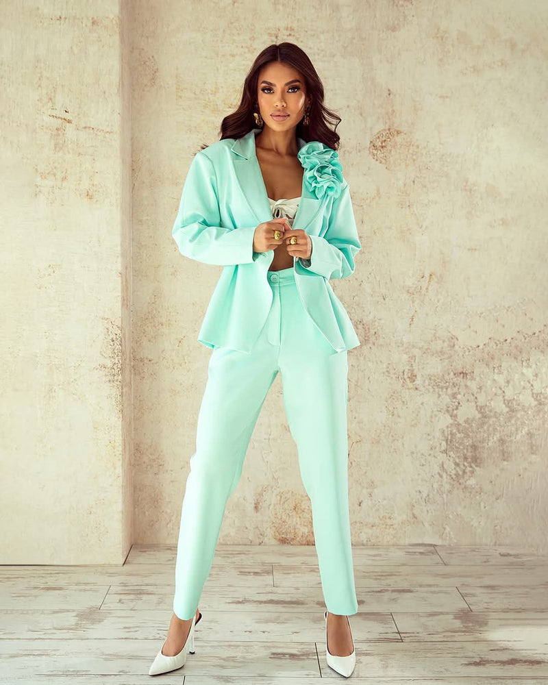 SPRING MINT SUIT WITH FLOWERS