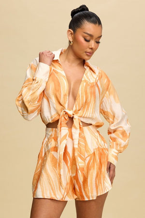 ORANGE SUMMER SET WITH SHORTS