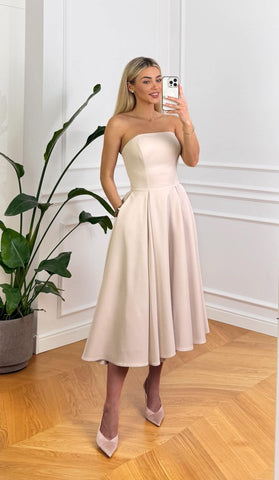 CLEARANCE - NAVY BLUE SILKY LONG DRESS WITH OPEN BACK AND SIDE SLIT