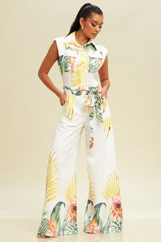 SAGE MULTI SILKY FLOWY JUMPSUIT- RESORT COLLECTION