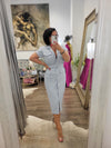 LIGHT BLUE SHIRT MIDI DRESS WITH A BELT