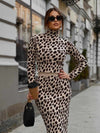 CHEETAH PRINT SWEATER SET OF CROPPED TOP AND A PENCIL SKIRT