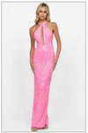 HOT PINK SEQUIN LONG EVENING GOWN