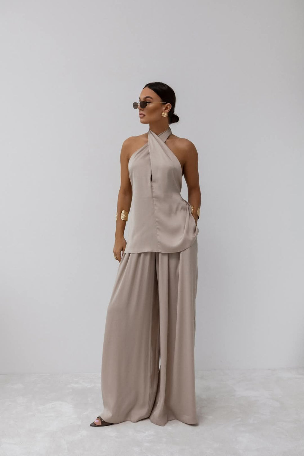 BEIGE SILKY SUMMER SET