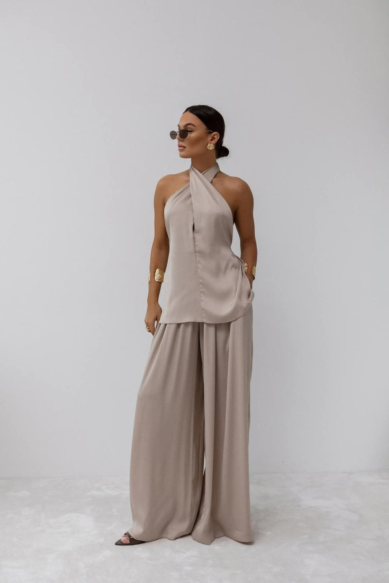 BEIGE SILKY SUMMER SET