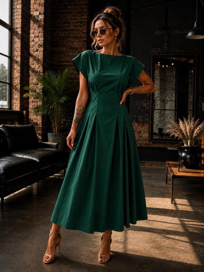 FOREST GREEN SUMMER MIDI DRESS