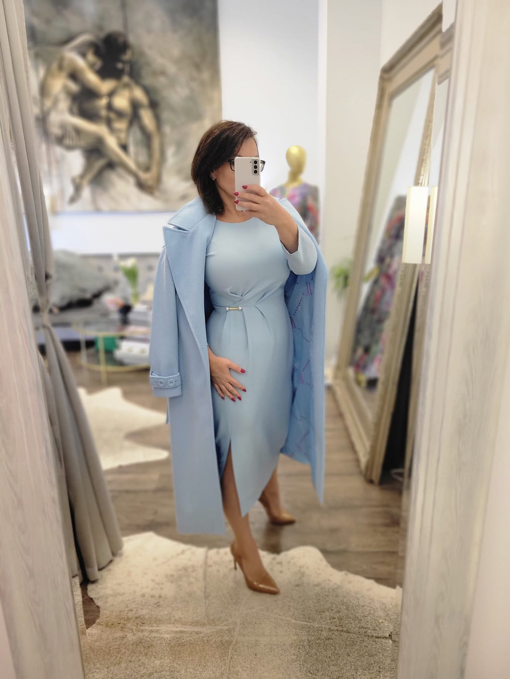 LIGHT BLUE SPRING OVERSIZED COAT