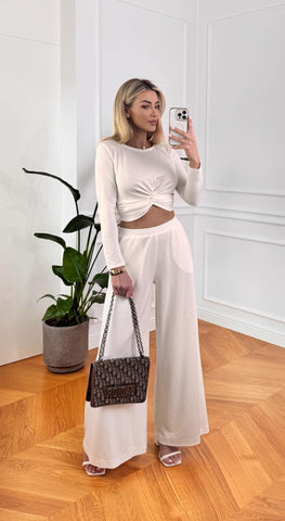 WHITE SUMMER SET OF PENCIL SKIRT AND A PEPLUM TOP
