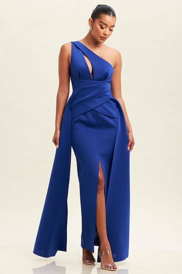 CLEARANCE - COBALT BLUE LONG ASYMMETRIC DRESS