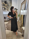 CLEARANCE - NAVY BLUE SILKY LONG DRESS WITH OPEN BACK AND SIDE SLIT