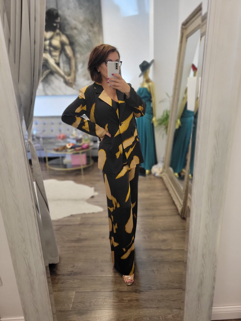 CHOCOLATE BROWN AND MUSTRD YELLOW SUIT