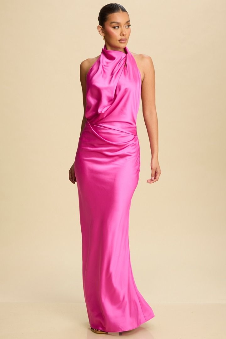 HOT PINK LONG SUMMER MAXI DRESS WITH OPEN BACK