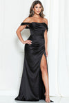 CLEARANCE - NAVY BLUE SILKY LONG DRESS WITH OPEN BACK AND SIDE SLIT