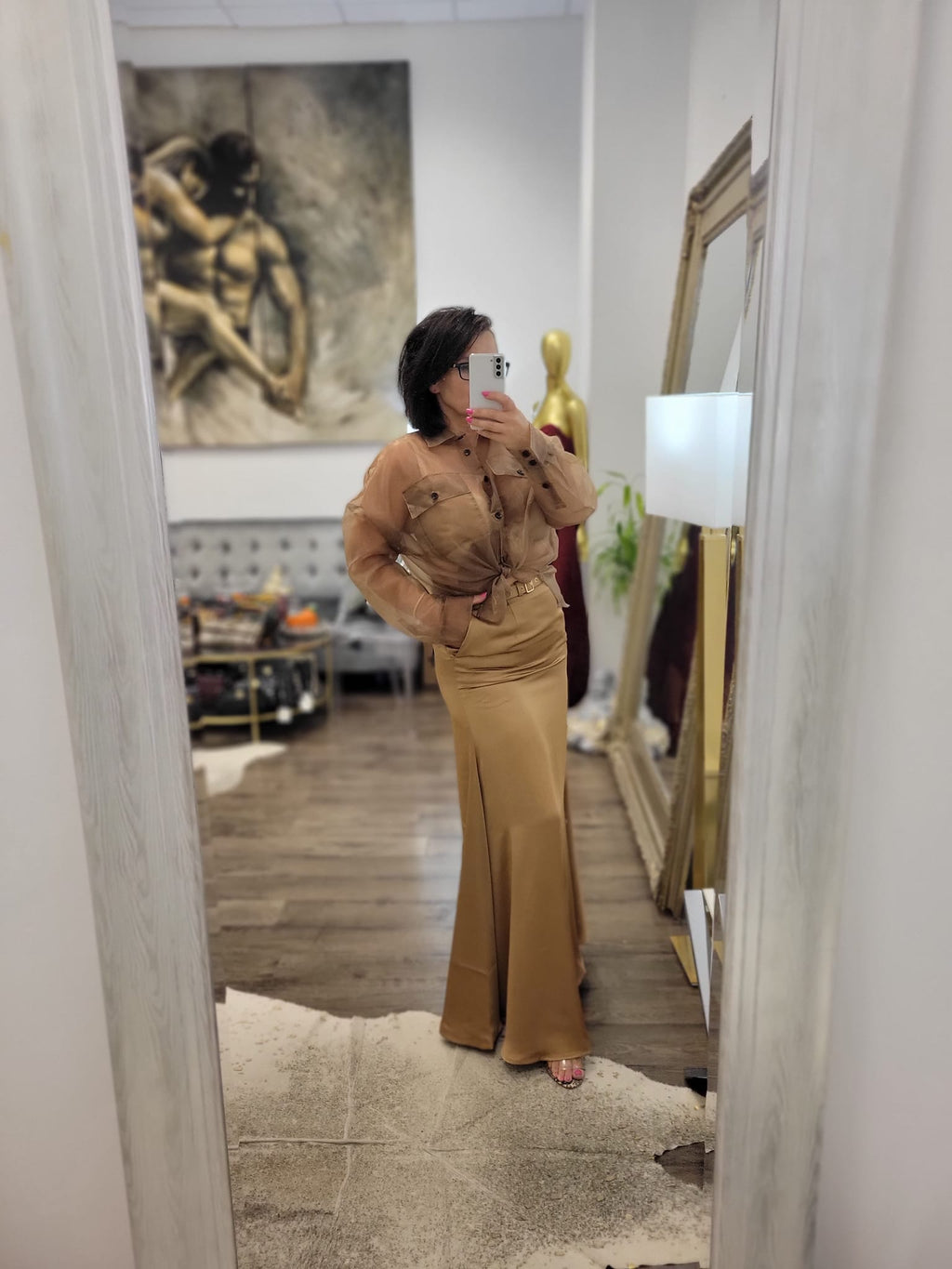VINTAGE GOLD SET OF LONG SKIRT AND A BLOUSE