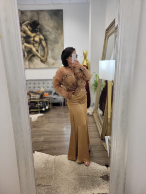 CLEARANCE - VINTAGE GOLD SET OF LONG SKIRT AND A BLOUSE