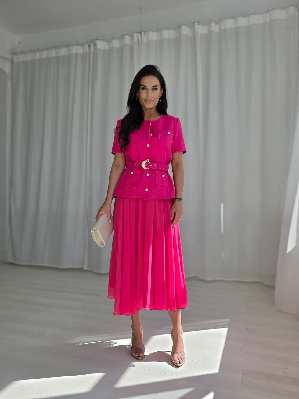 FUCHSIA SUMMER SET WITH MIDI SKIRT