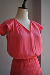 CORAL PINK SUMMER DRESS WITH ELASTIC WAIST