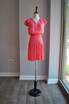 CORAL PINK SUMMER DRESS WITH ELASTIC WAIST