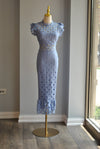 PERIWINKLE LACE MIDI SUMMER DRESS WITH RUFFLES