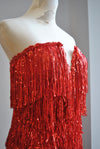 CLEARANCE - RED FRINGE MINI PARTY DRESS