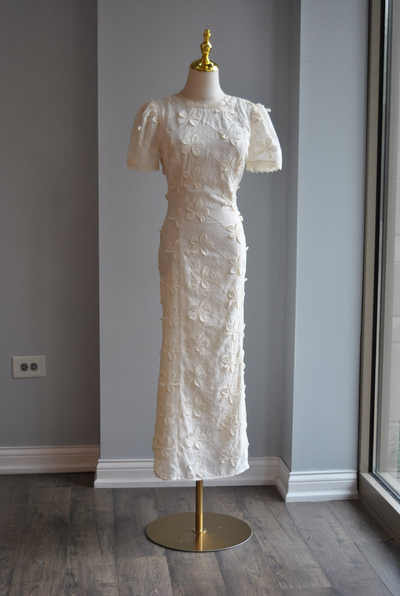 VANILLA LACE MIDI DRESS