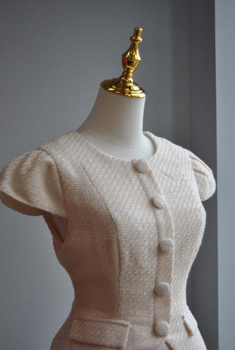 VANILLA TWEED MINI DRESS