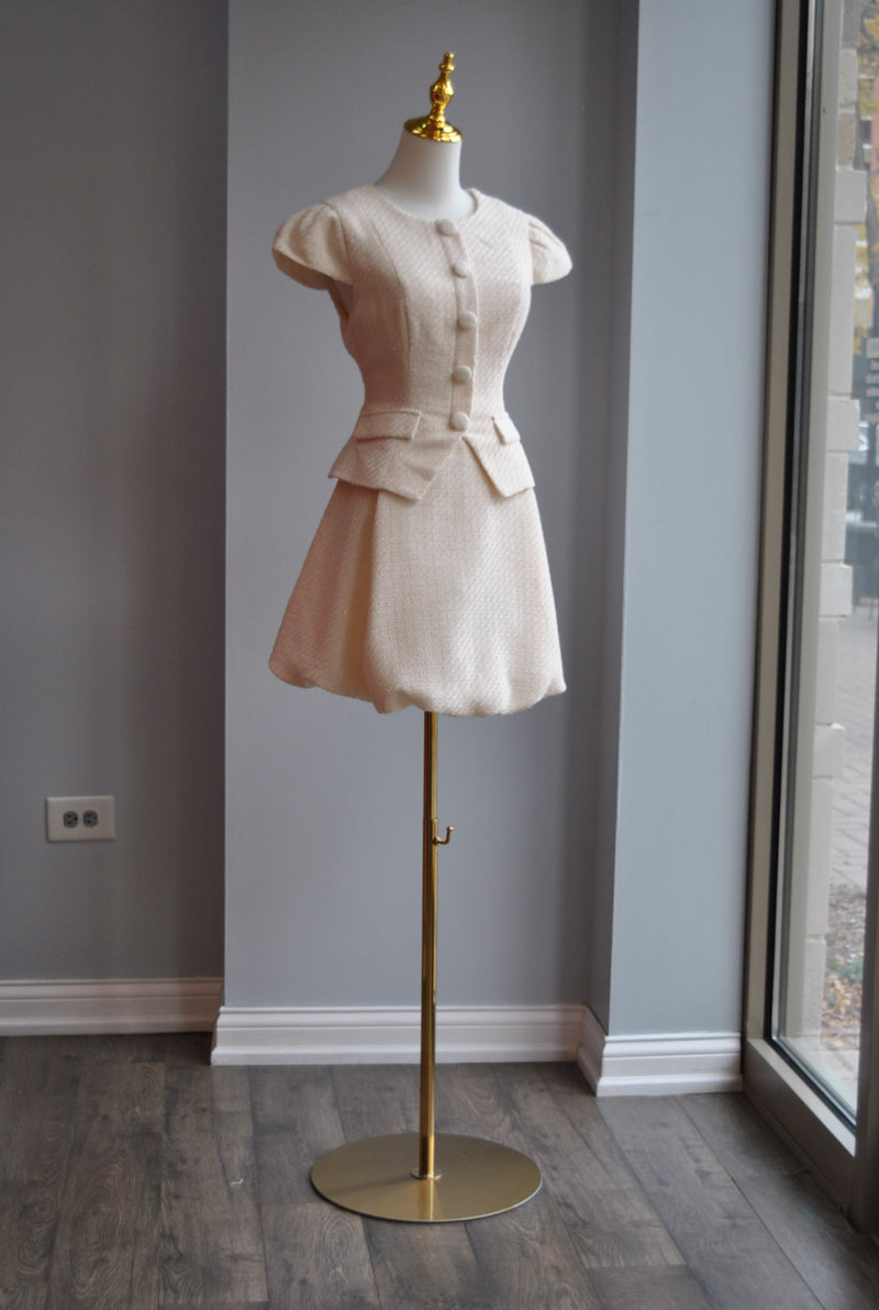 VANILLA TWEED MINI DRESS