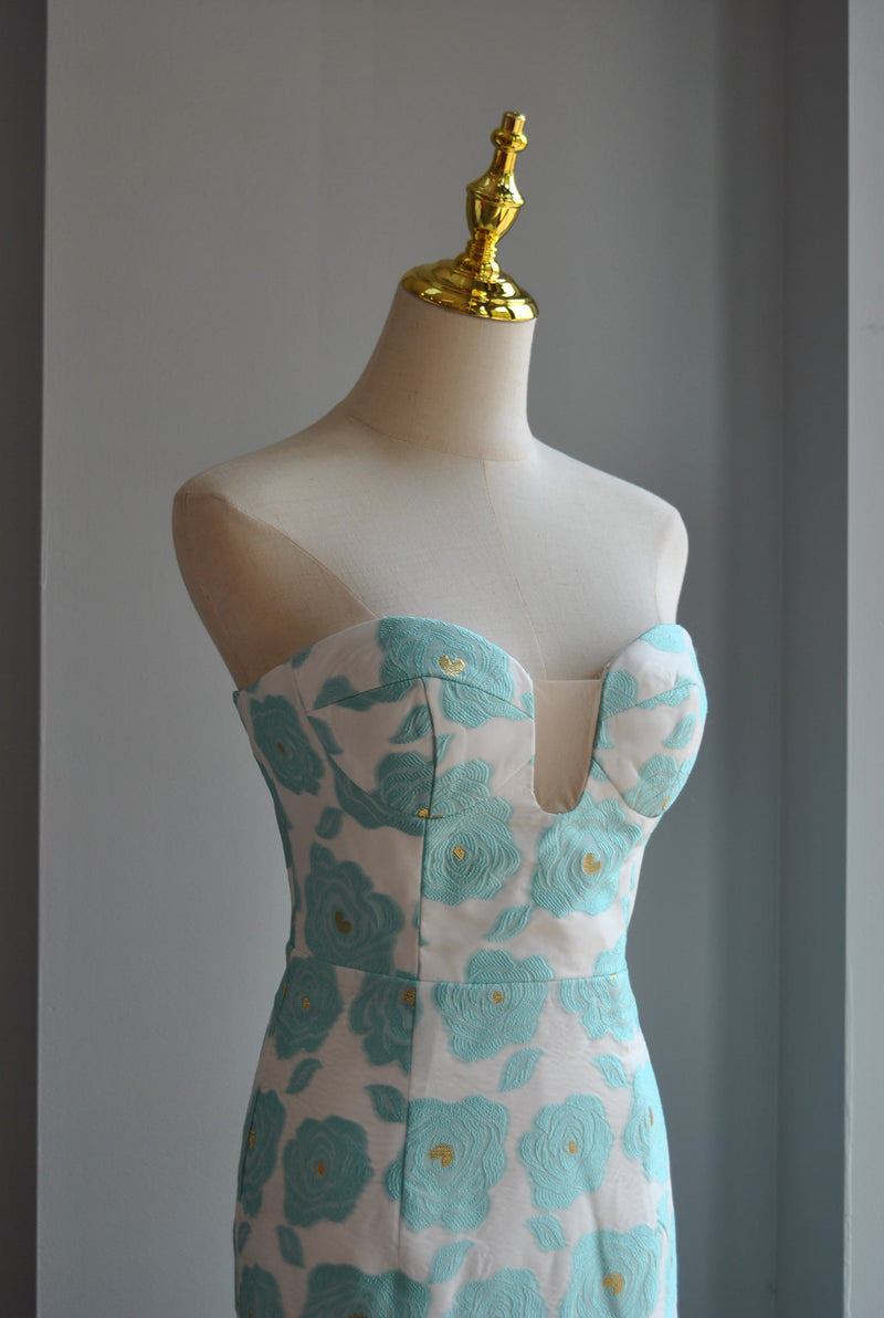 MINT AND WHITE MIDI FIT COCKTAIL DRESS