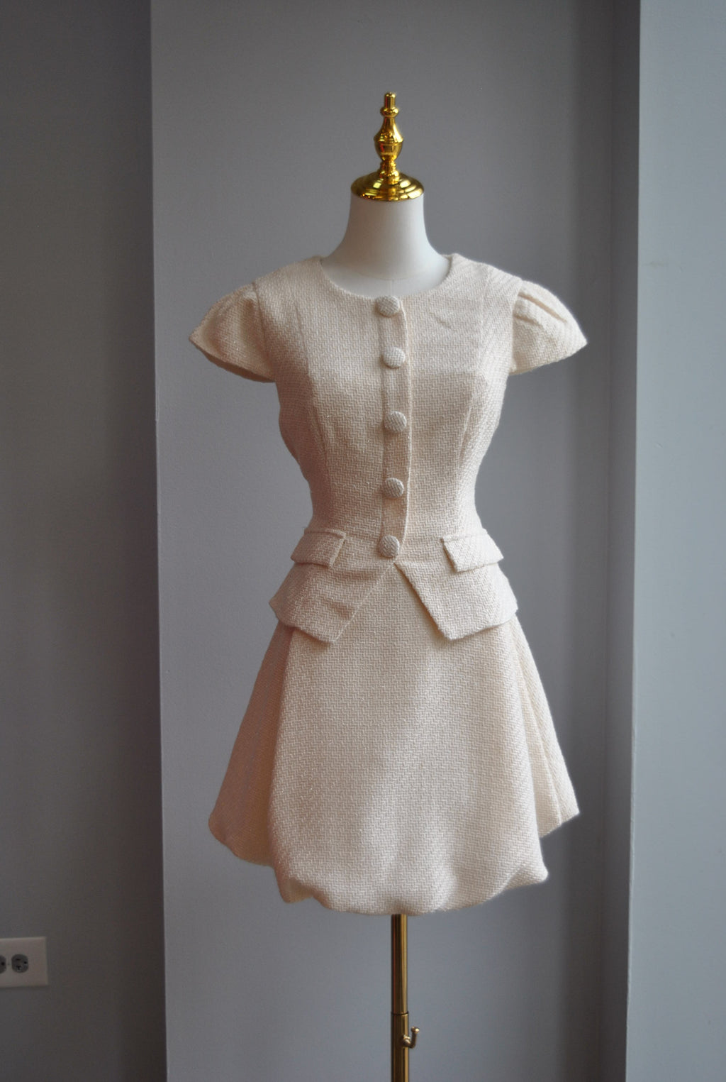 VANILLA TWEED MINI DRESS