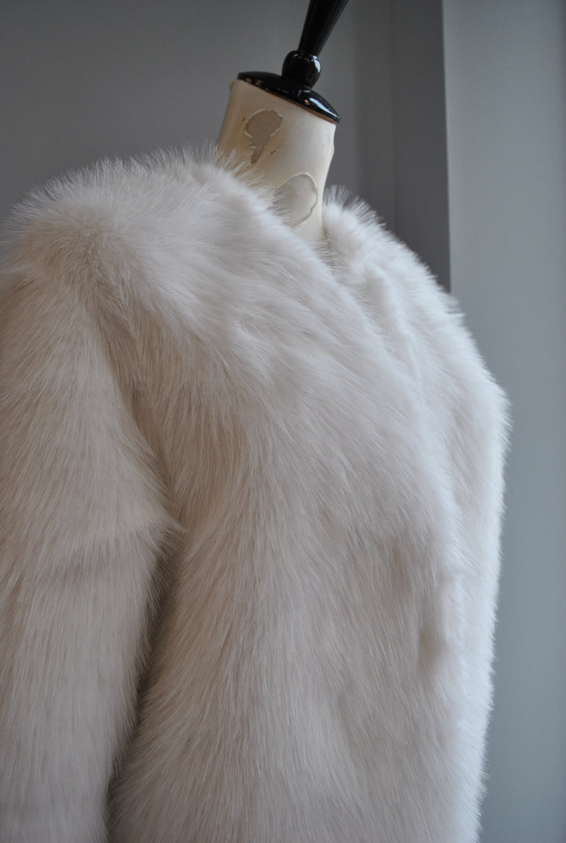 WHITE FAUX FUR JACKET