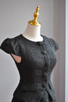 BLACK TWEED MINI DRESS