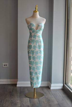 MINT AND WHITE MIDI FIT COCKTAIL DRESS