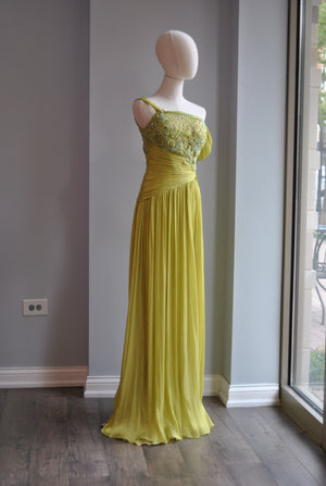 NEON GREEN LONG EVENING GOWN