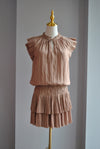 BEIGE MINI SUMMER DRESS WITH RUFFLES